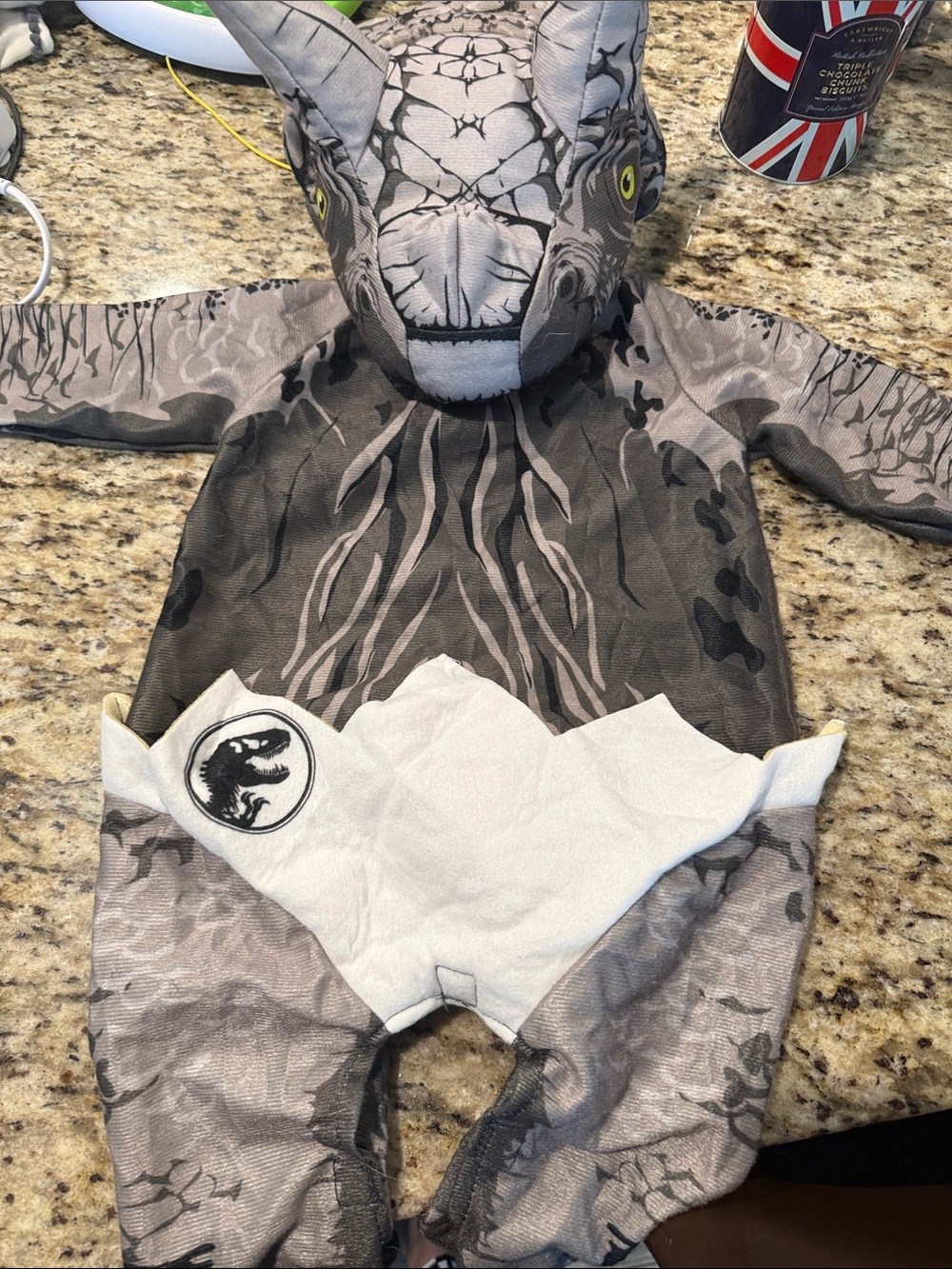 Jurassic World Baby Raptor Costume - Gray Dino Onesie